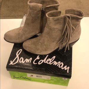 Sam Edelman Louie Grey Suede Ankle Boots - Size 8